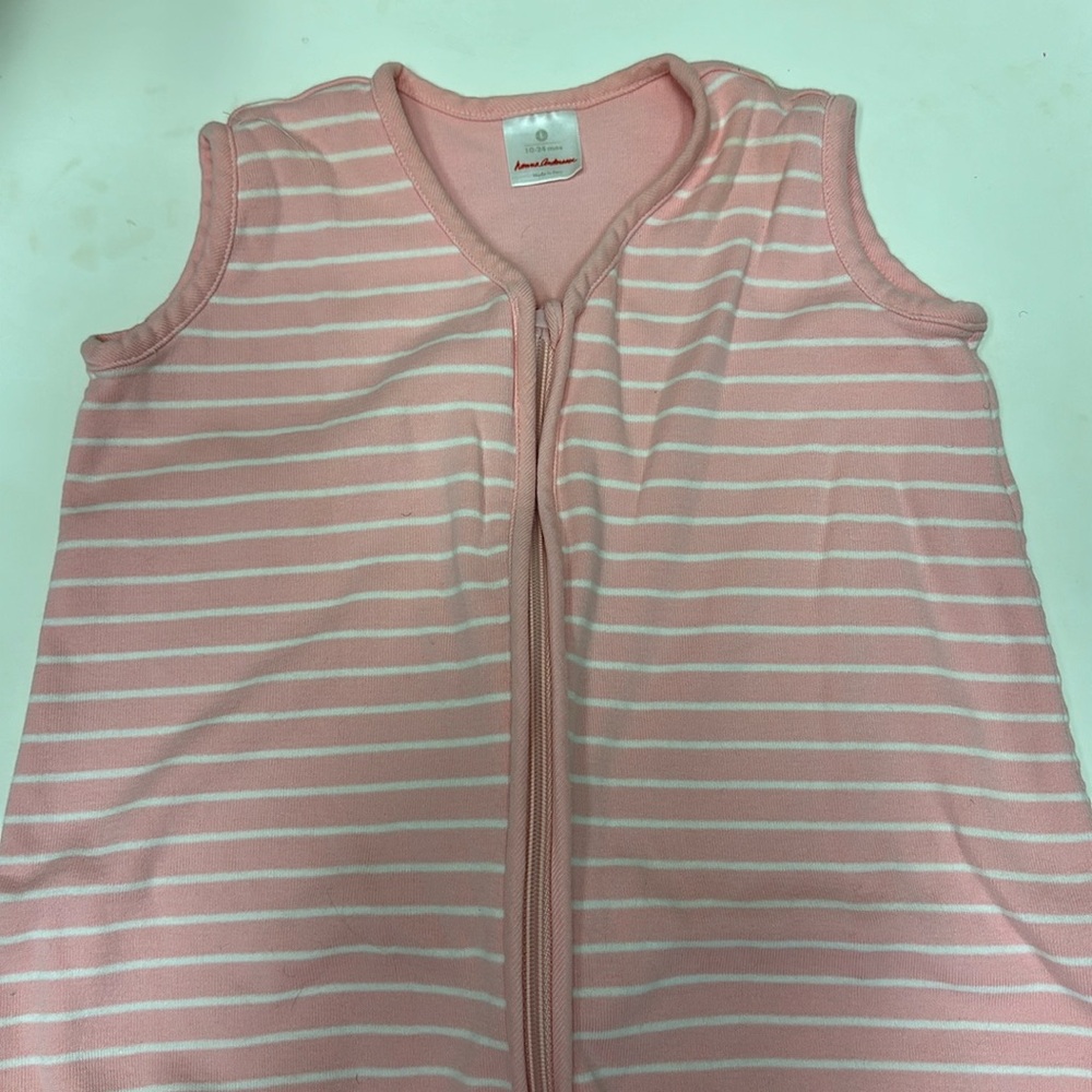 Hanna Andersson large pink and white striped sleep sack